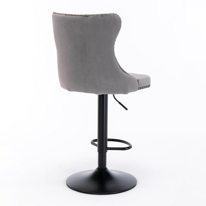 A&A Furniture,Swivel Velvet Barstools Adjusatble Seat Height from 25 - 33 Inch,17.7 inch base, Modern Upholstered Bar Stools with Backs Comfortable Tufted for Home Pub and Kitchen Island,Gray,Set of 2 - 1st Choice Furniture Direct