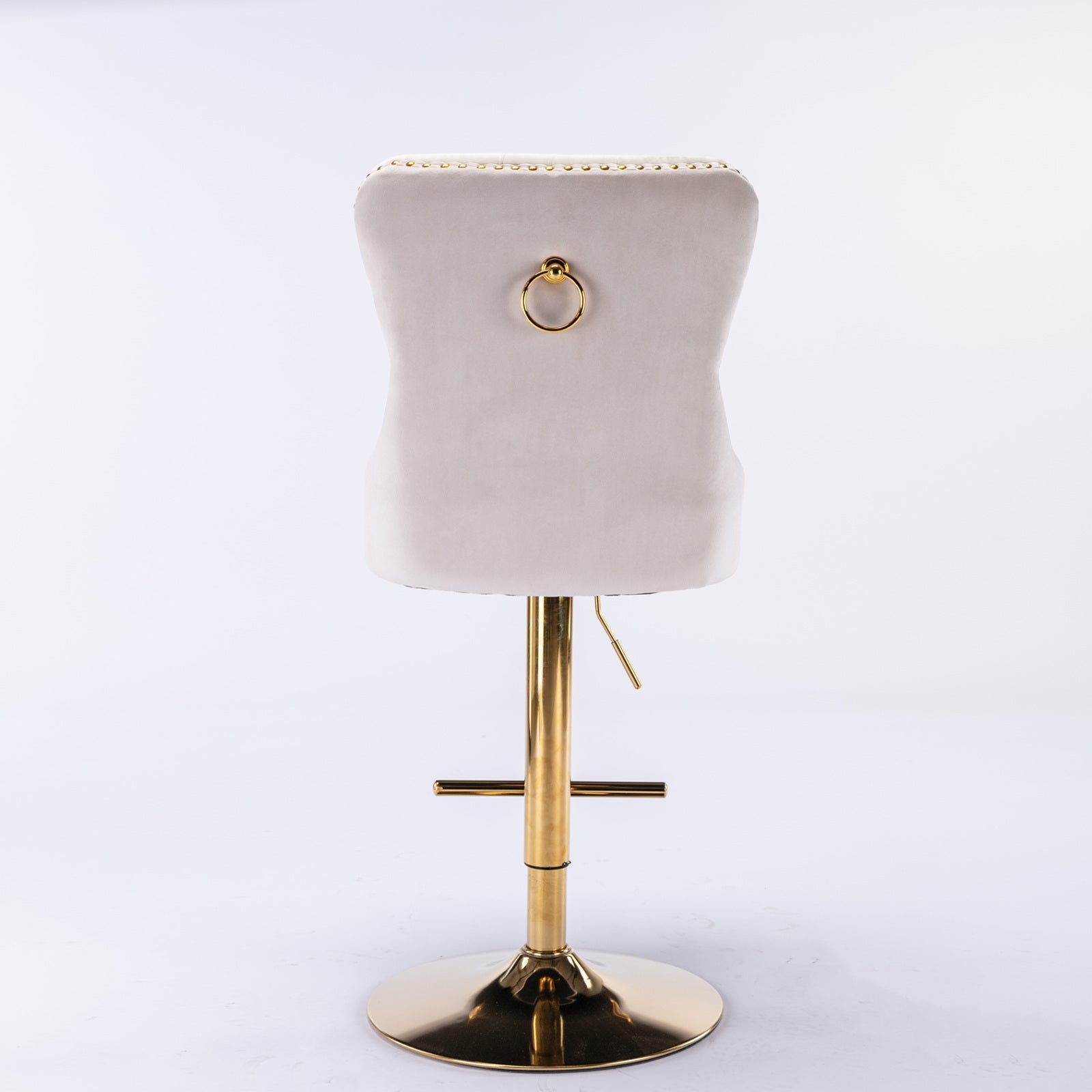 A&A Furniture,Thick Golden Swivel Velvet Barstools Adjusatble Seat Height from 27 - 35 Inch, Modern Upholstered Bar Stools with Backs Comfortable Tufted for Home Pub and Kitchen Island (Beige,Set of 2) - 1st Choice Furniture Direct