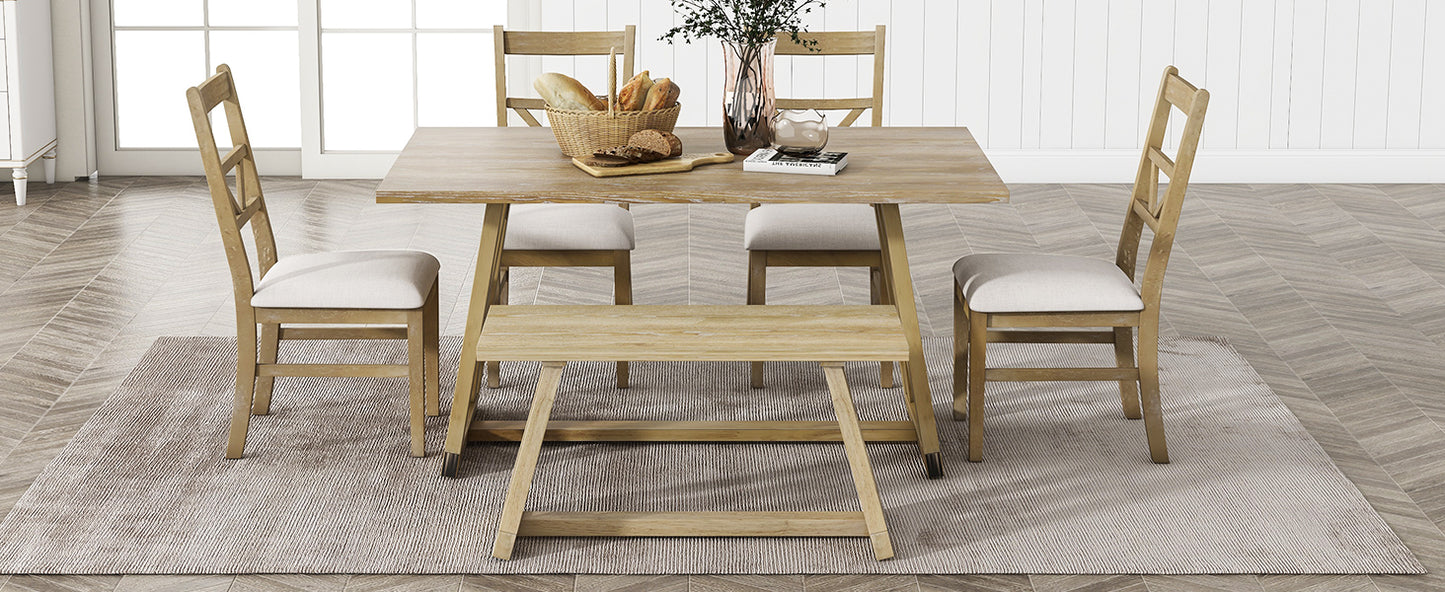 1st Choice Farmhouse dining table set with 4 Upholstered Dining Chairs