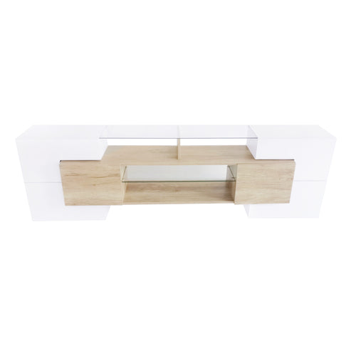 1st Choice Unique Shape TV Stand with 2 Illuminated Glass Shelves