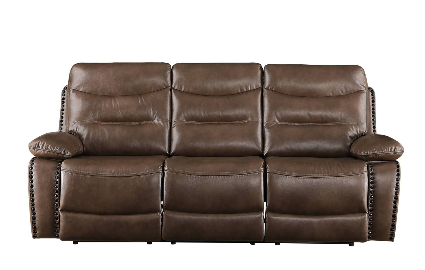 Aashi Brown Leather-GEL Match 3PCS Recliner Living Room Set - 1st Choice Furniture Direct