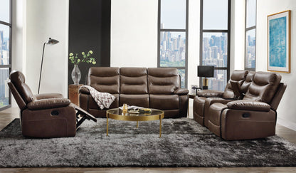 Aashi Brown Leather-GEL Match 3PCS Recliner Living Room Set - 1st Choice Furniture Direct