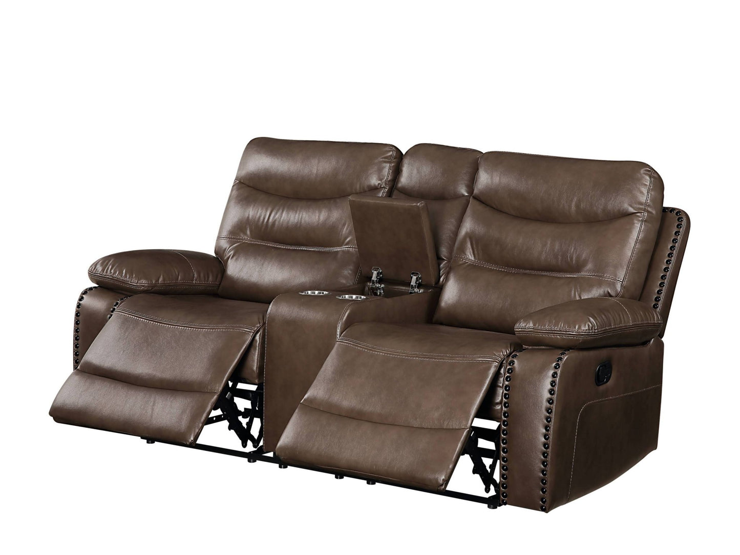 Aashi Brown Leather-GEL Match 3PCS Recliner Living Room Set - 1st Choice Furniture Direct