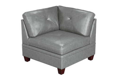 1st Choice Genuine Leather Grey Color Tufted 6pc Modular Sectional Sofa Set