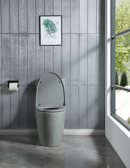 1st Choice 15 5/8 Inch 1.1/1.6 GPF Dual Flush 1-Piece Elongated Toilet in Light Grey