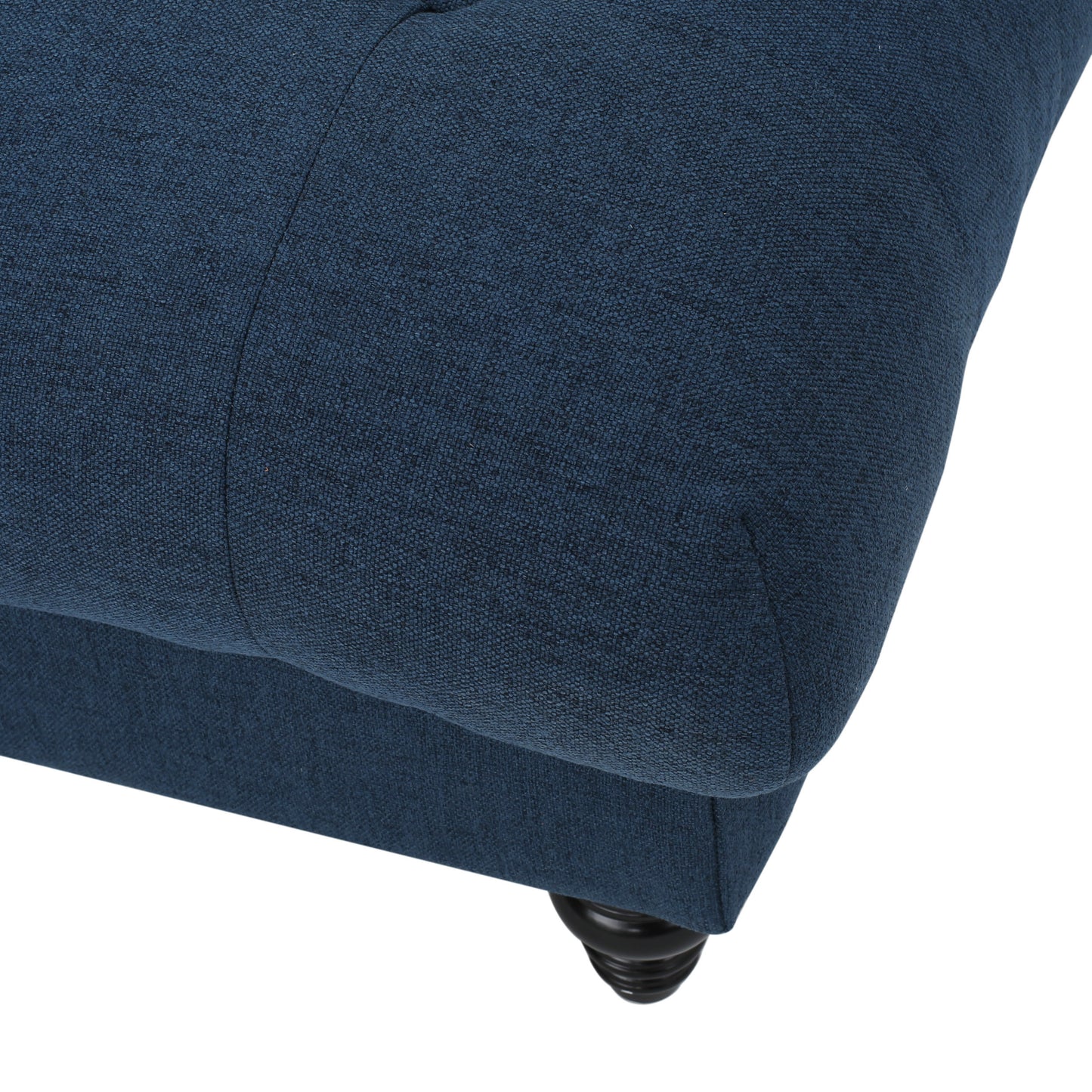 1st Choice Modern Madrid KD Tufted Fabric Ottoman in Navy Blue