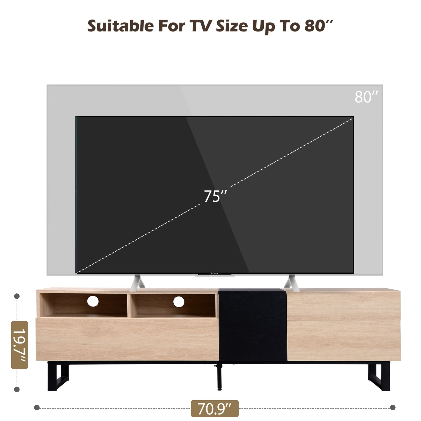 1st Choice Modern TV Stand Console for 80" TV with Double Storage Space