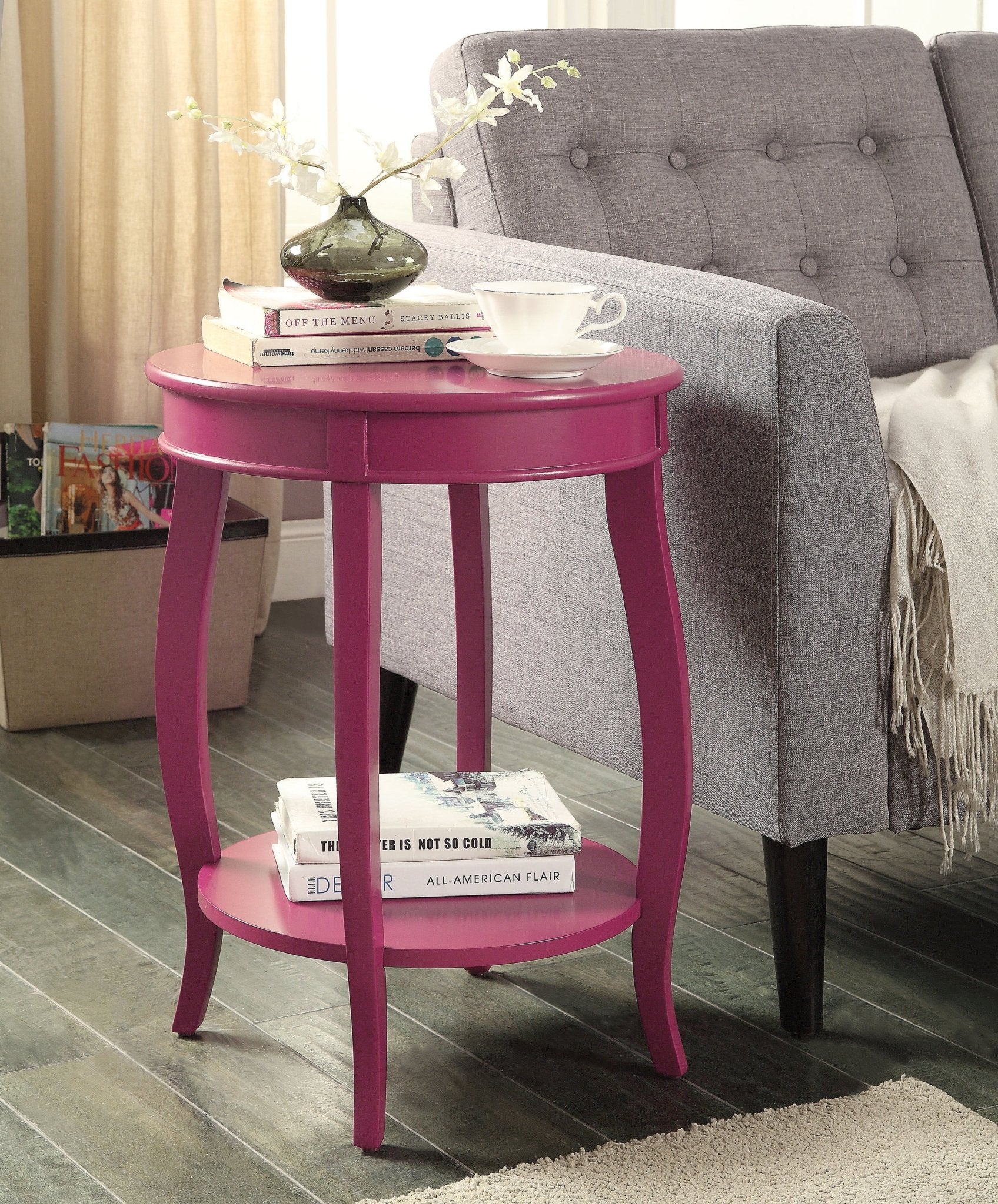 Aberta Purple color Accent Table with 1 Layer of Storage - 1st Choice Furniture Direct