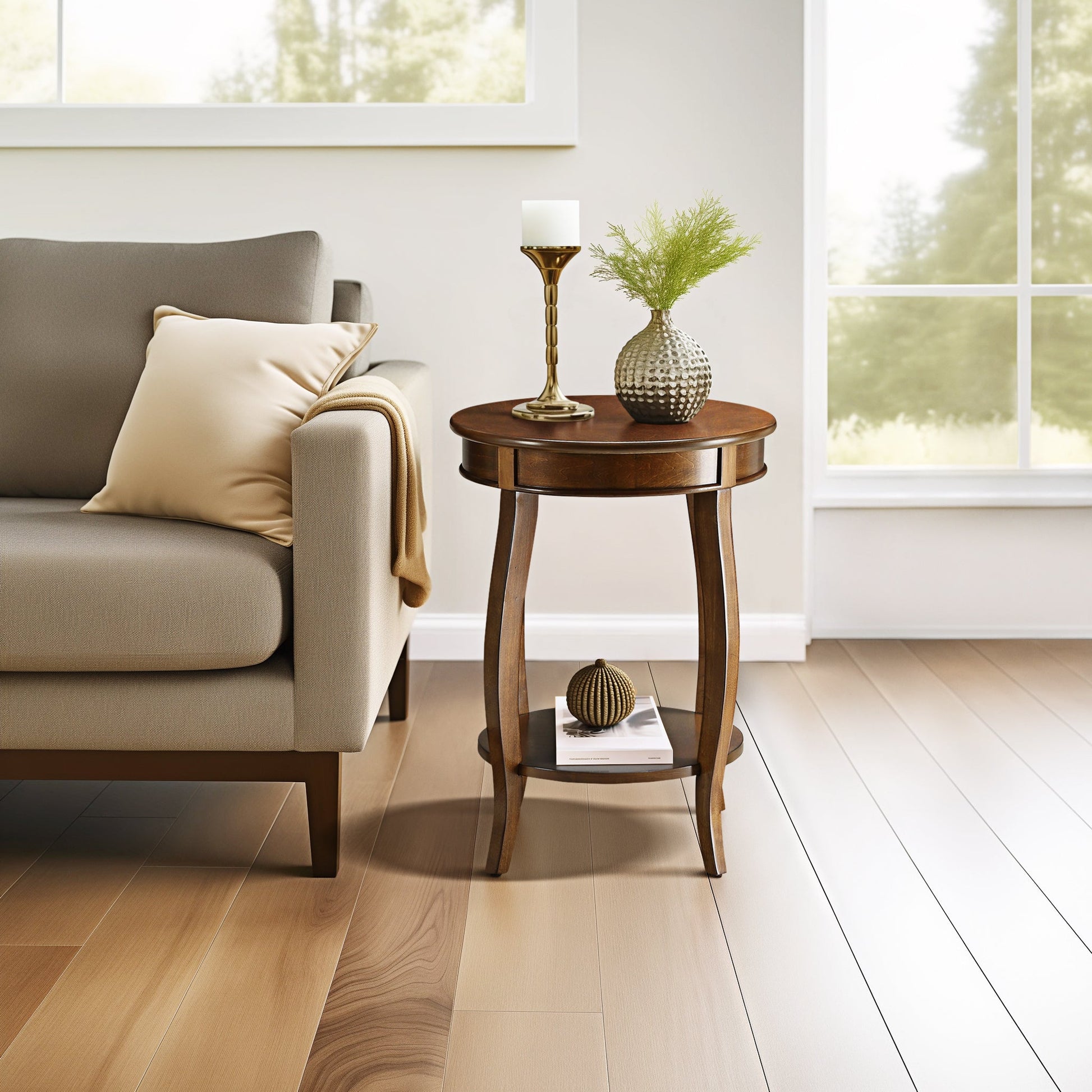 Aberta Walnut Finish Accent Table - 1st Choice Furniture Direct