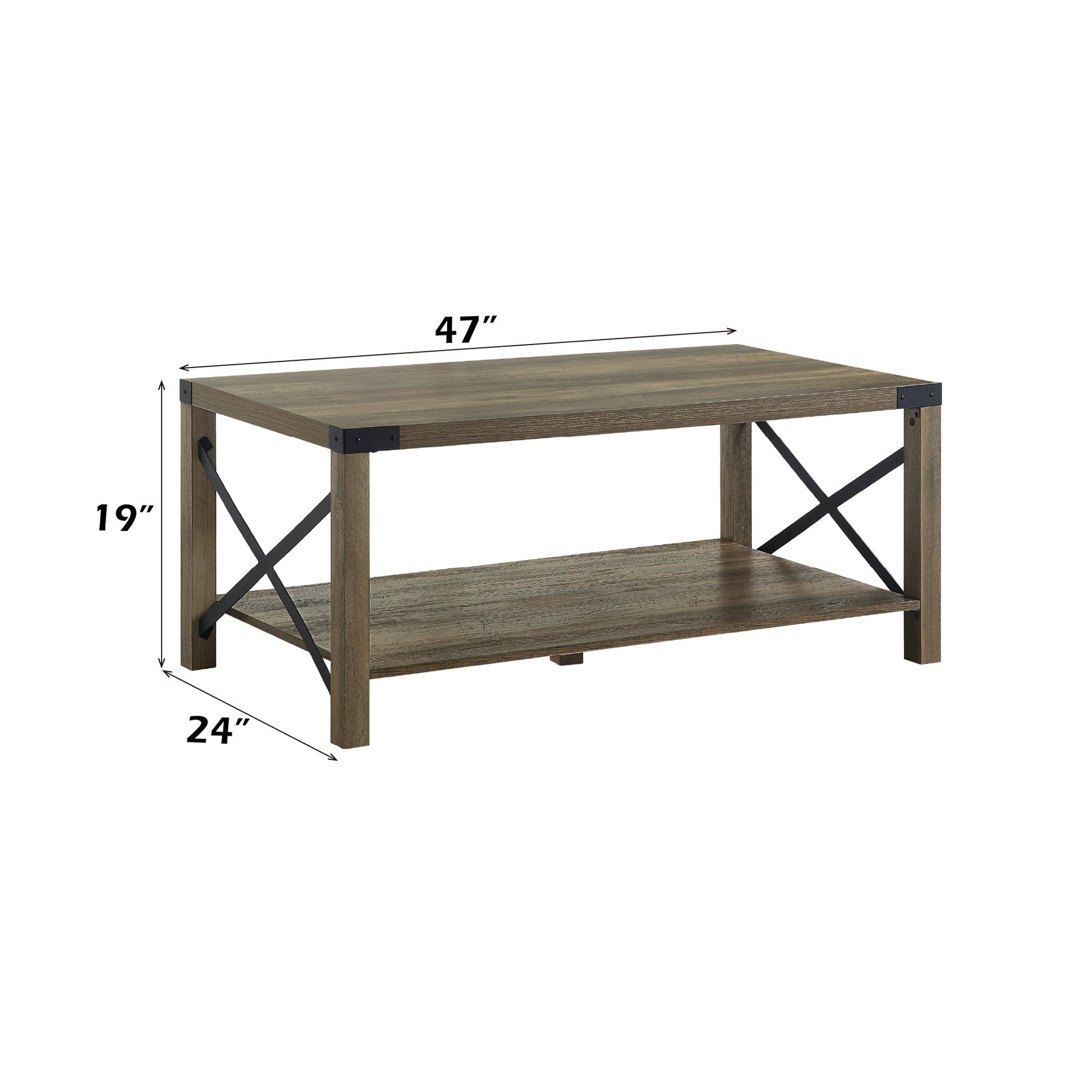 Abiram Rustic Oak Finish Coffee Table - 1st Choice Furniture Direct
