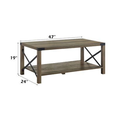 Abiram Rustic Oak Finish Coffee Table - 1st Choice Furniture Direct