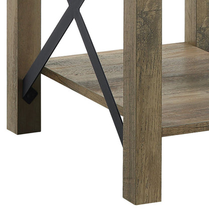 Abiram Rustic Oak Finish End Table - 1st Choice Furniture Direct