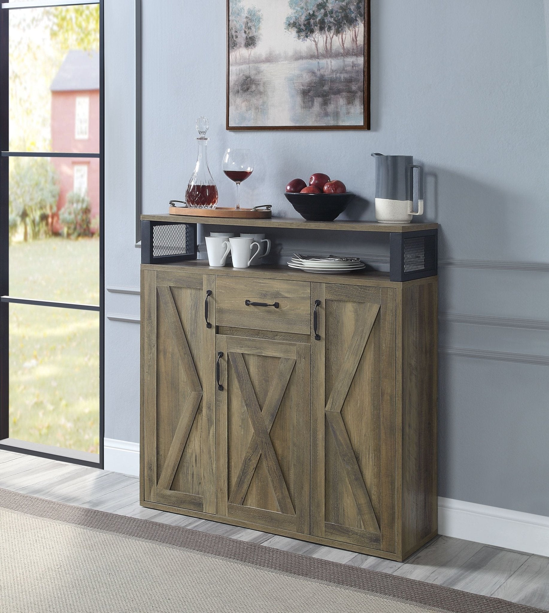 Abiram Rustic Oak Finish Server - 1st Choice Furniture Direct