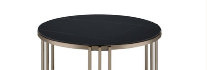 Abisha Sintered Stone Top & Champagne Finish End Table - 1st Choice Furniture Direct