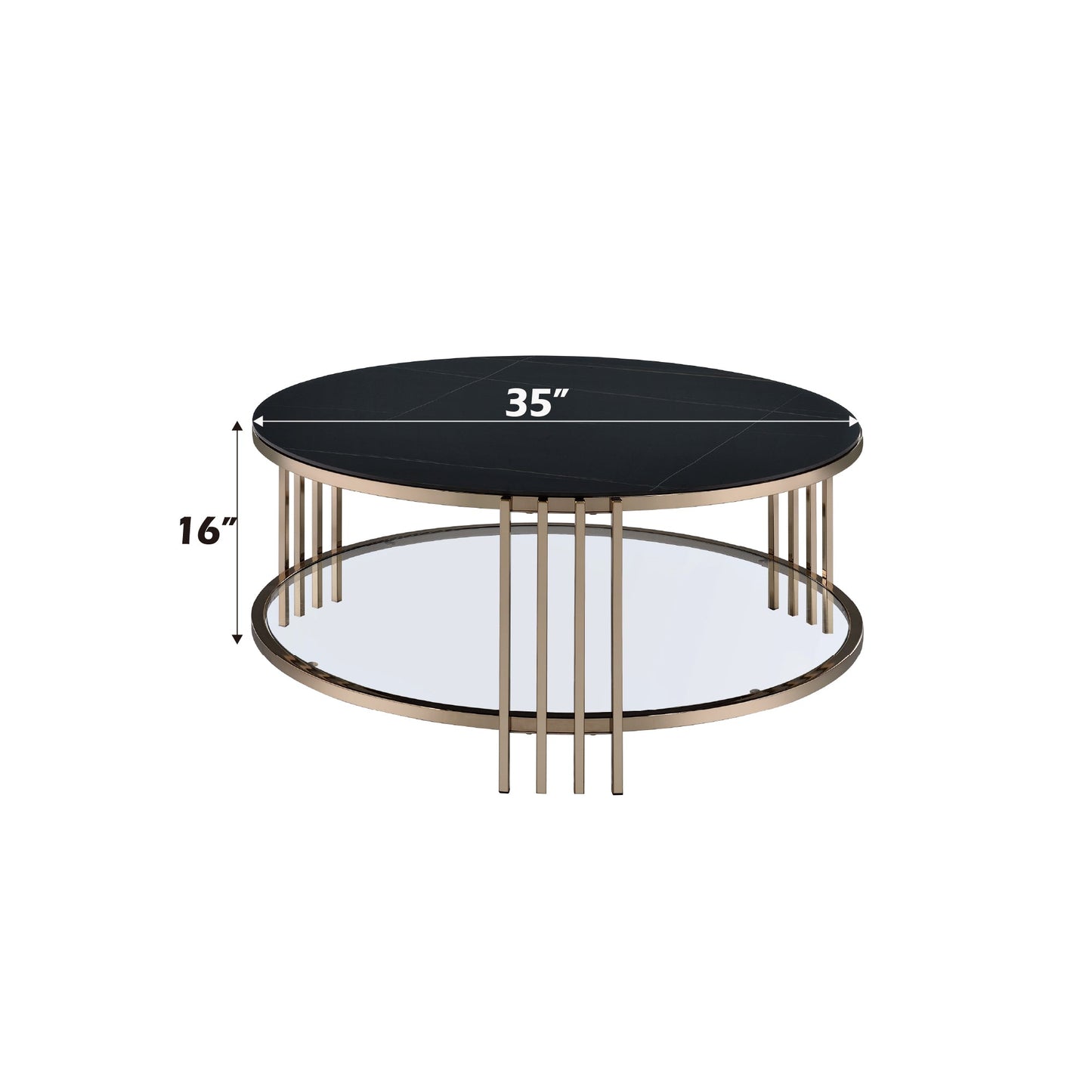 Abisha Sintered Stone Top & Champagne Finish Round Coffee Table - 1st Choice Furniture Direct