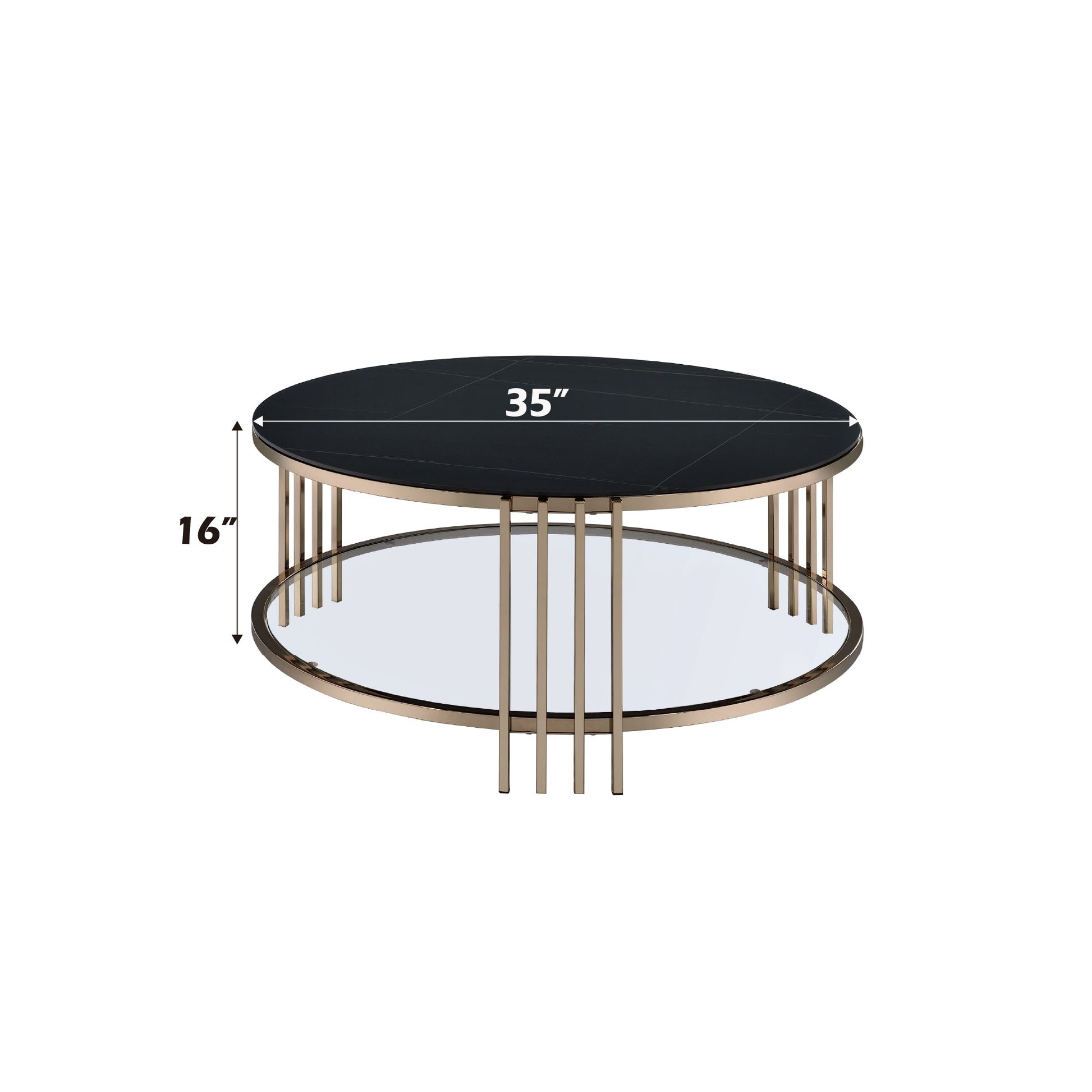 Abisha Sintered Stone Top & Champagne Finish Round Coffee Table - 1st Choice Furniture Direct