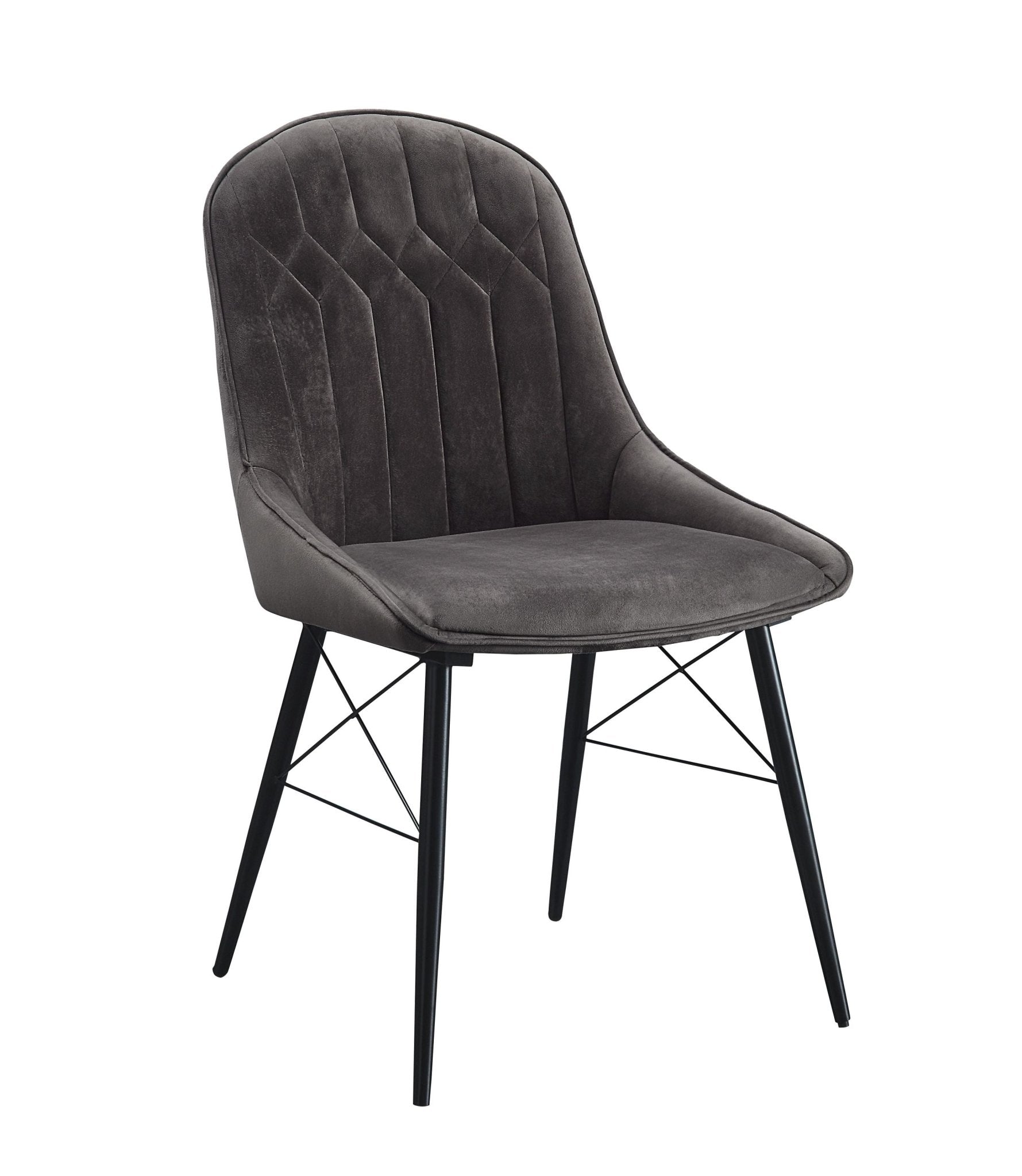 Abraham Dark Gray Fabric & Black Finish Side Chair (Set of 2) - 1st Choice Furniture Direct