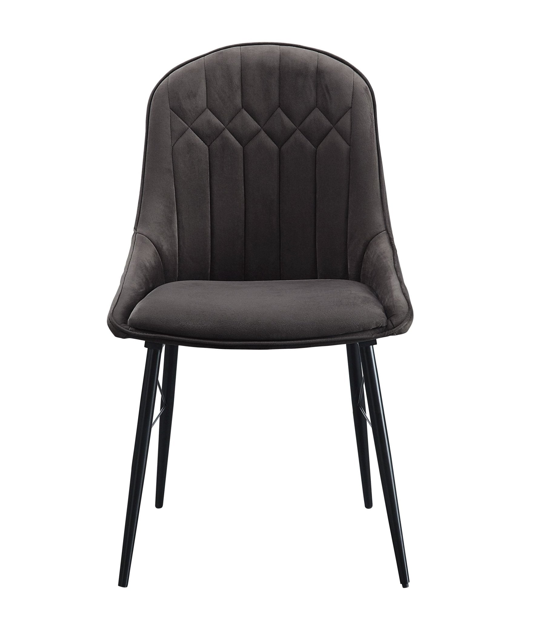 Abraham Dark Gray Fabric & Black Finish Side Chair (Set of 2) - 1st Choice Furniture Direct