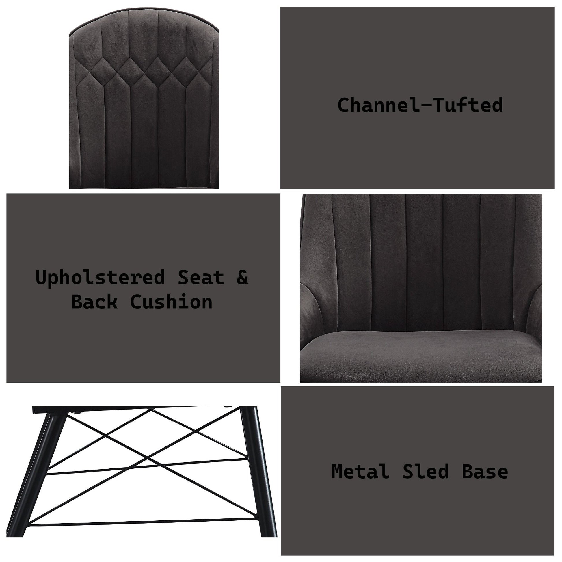 Abraham Dark Gray Fabric & Black Finish Side Chair (Set of 2) - 1st Choice Furniture Direct