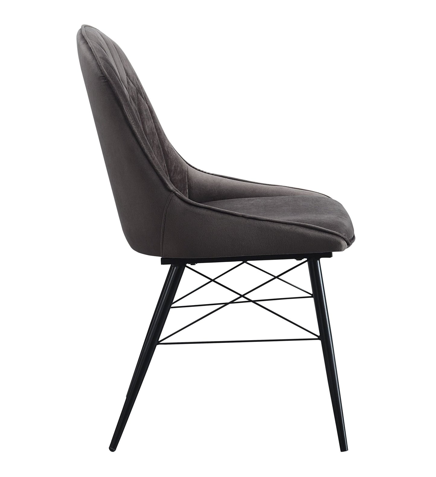 Abraham Dark Gray Fabric & Black Finish Side Chair (Set of 2) - 1st Choice Furniture Direct