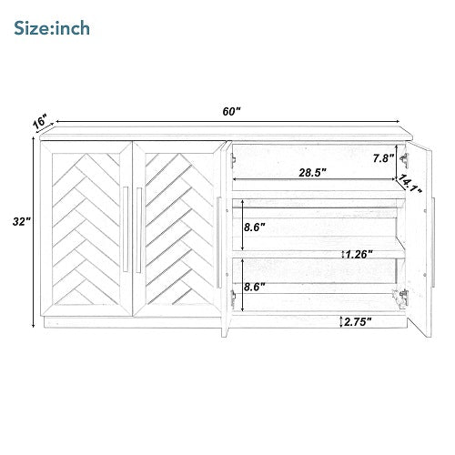 1st Choice Sideboard with 4 Doors Large Storage Space Buffet Cabinet