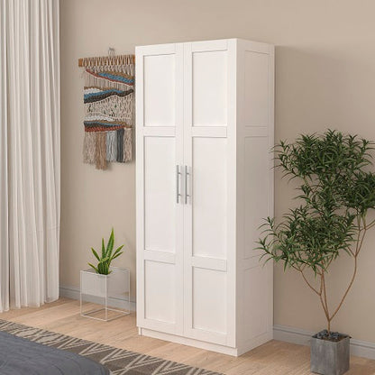 1st Choice High Wardrobe and Kitchen Cabinet with 2 Doors in White