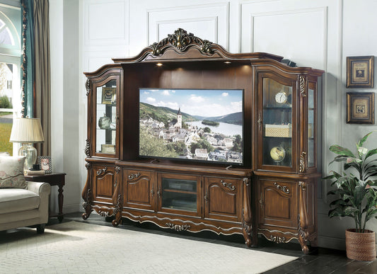 Latisha Antique Oak Finish Entertainment Center