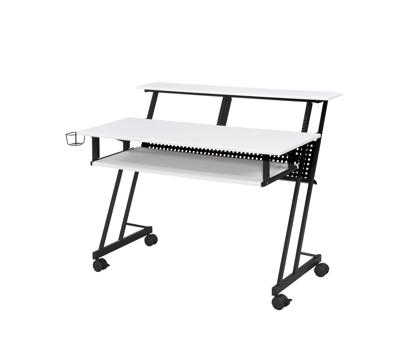 Music Studio Desk with Keyboard Tray & Wheels