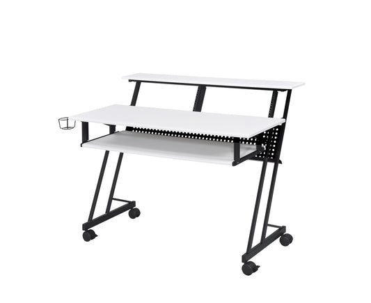 Music Studio Desk with Keyboard Tray & Wheels