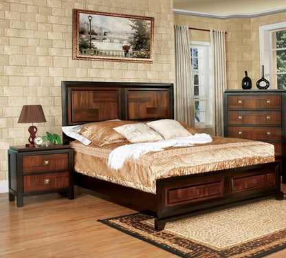 Acacia Walnut 1pc Nightstand Only Transitional Solid wood 2 - Drawers Square Chrome Knobs Multitone Unique Nightstand - 1st Choice Furniture Direct