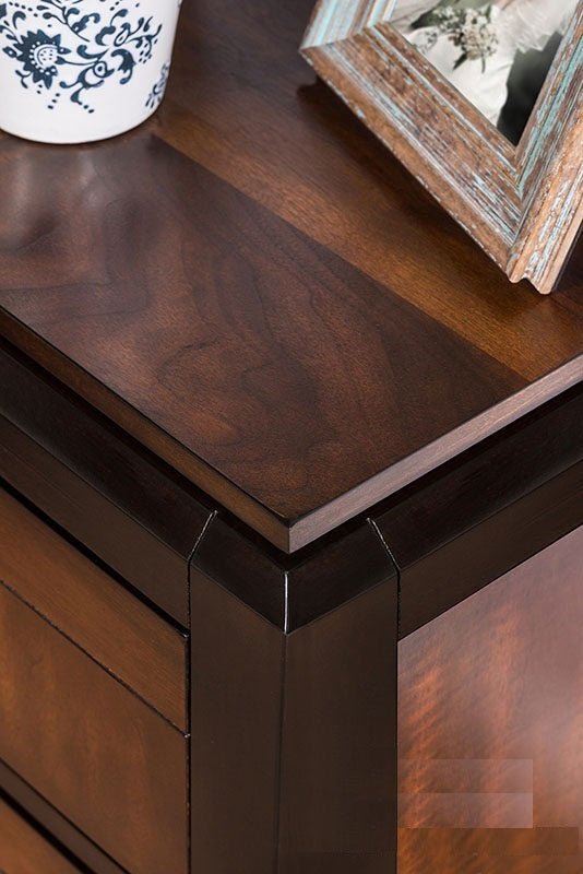Acacia Walnut 1pc Nightstand Only Transitional Solid wood 2 - Drawers Square Chrome Knobs Multitone Unique Nightstand - 1st Choice Furniture Direct