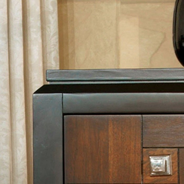 Acacia Walnut 1pc Nightstand Only Transitional Solid wood 2 - Drawers Square Chrome Knobs Multitone Unique Nightstand - 1st Choice Furniture Direct