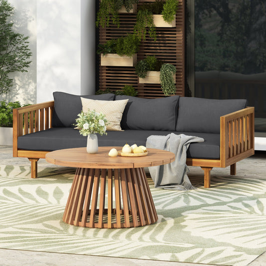 Acacia Wood Outdoor Daybed & Coffee Table Set – Teak Patio Furniture - 1st Choice Furniture Direct