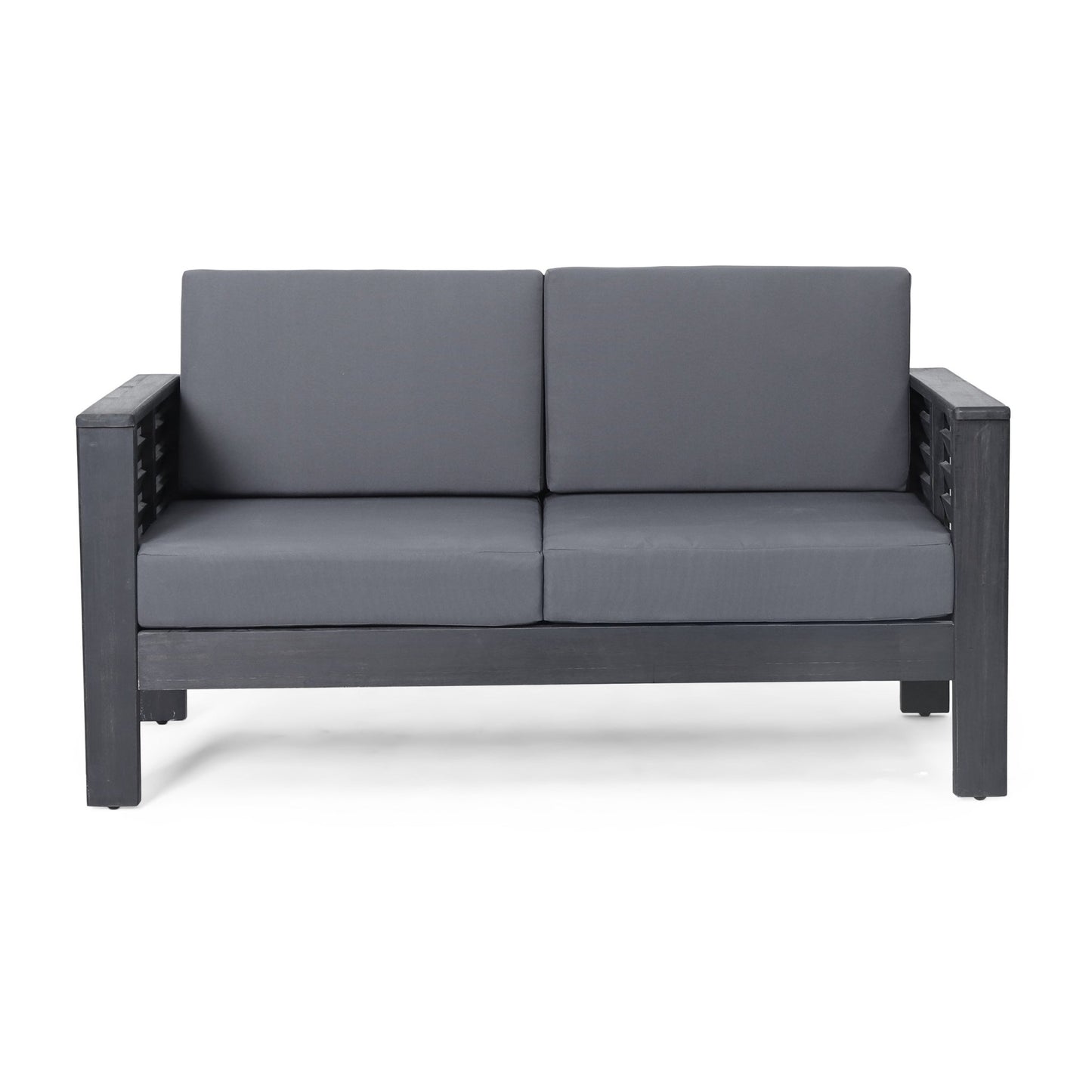 Acacia Wood Outdoor Loveseat & Coffee Table Set with Cushions - 1st Choice Furniture Direct