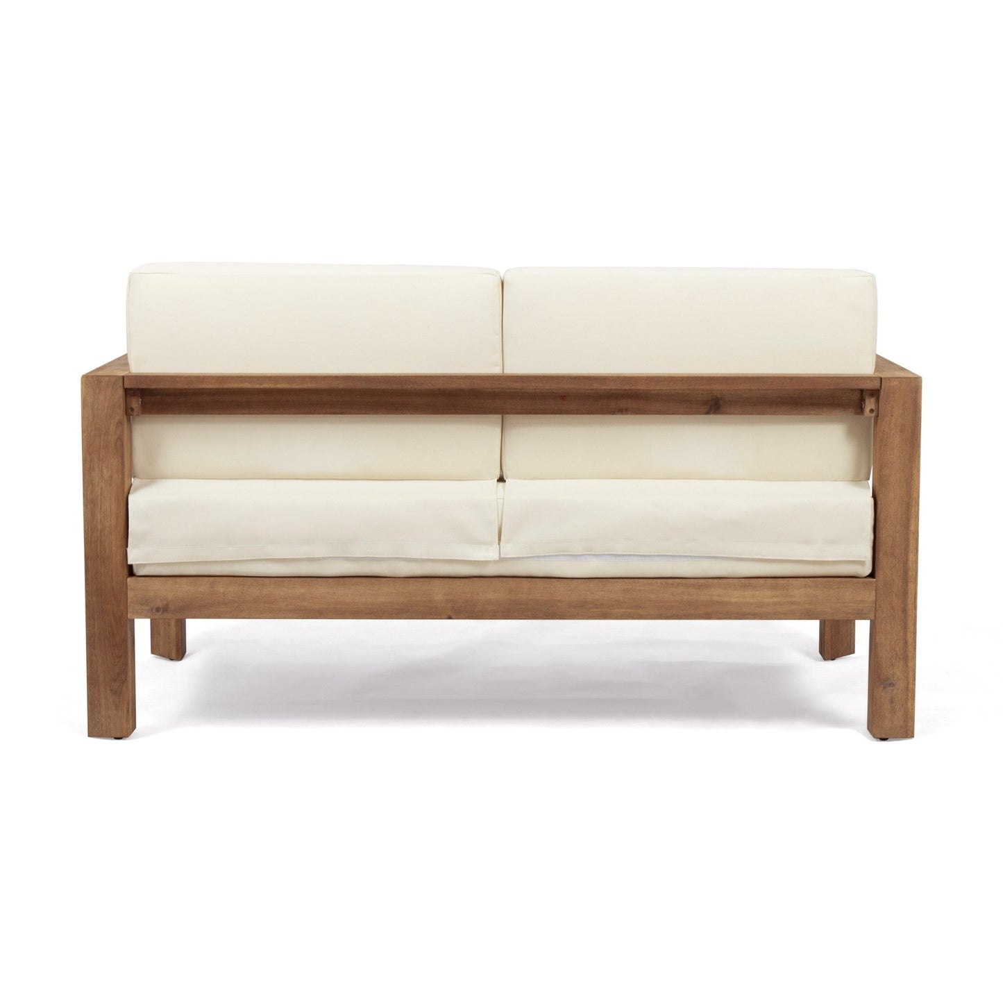 Acacia Wood Outdoor Loveseat & Coffee Table Set with Cushions - 1st Choice Furniture Direct