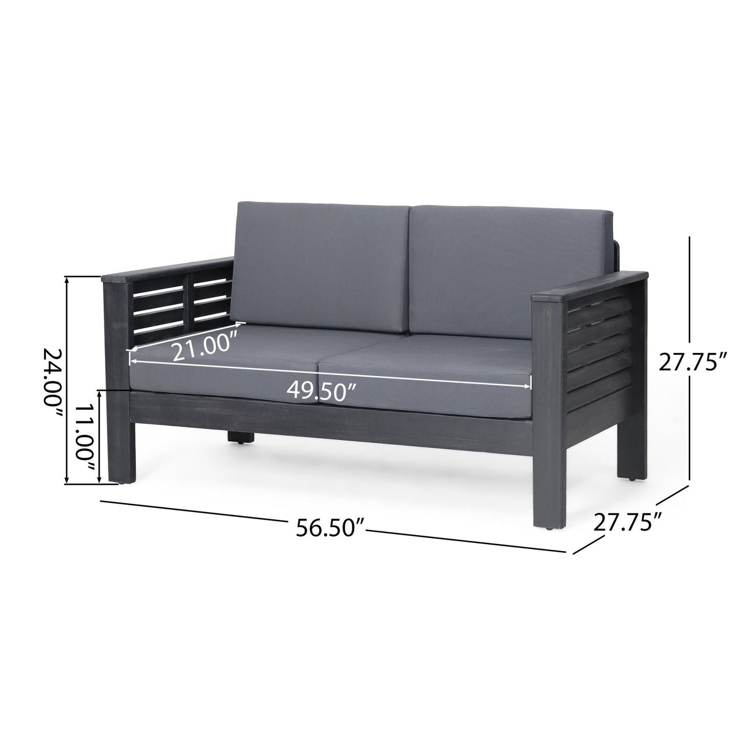 Acacia Wood Outdoor Loveseat & Coffee Table Set with Cushions - 1st Choice Furniture Direct