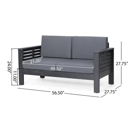 Acacia Wood Outdoor Loveseat & Coffee Table Set with Cushions - 1st Choice Furniture Direct