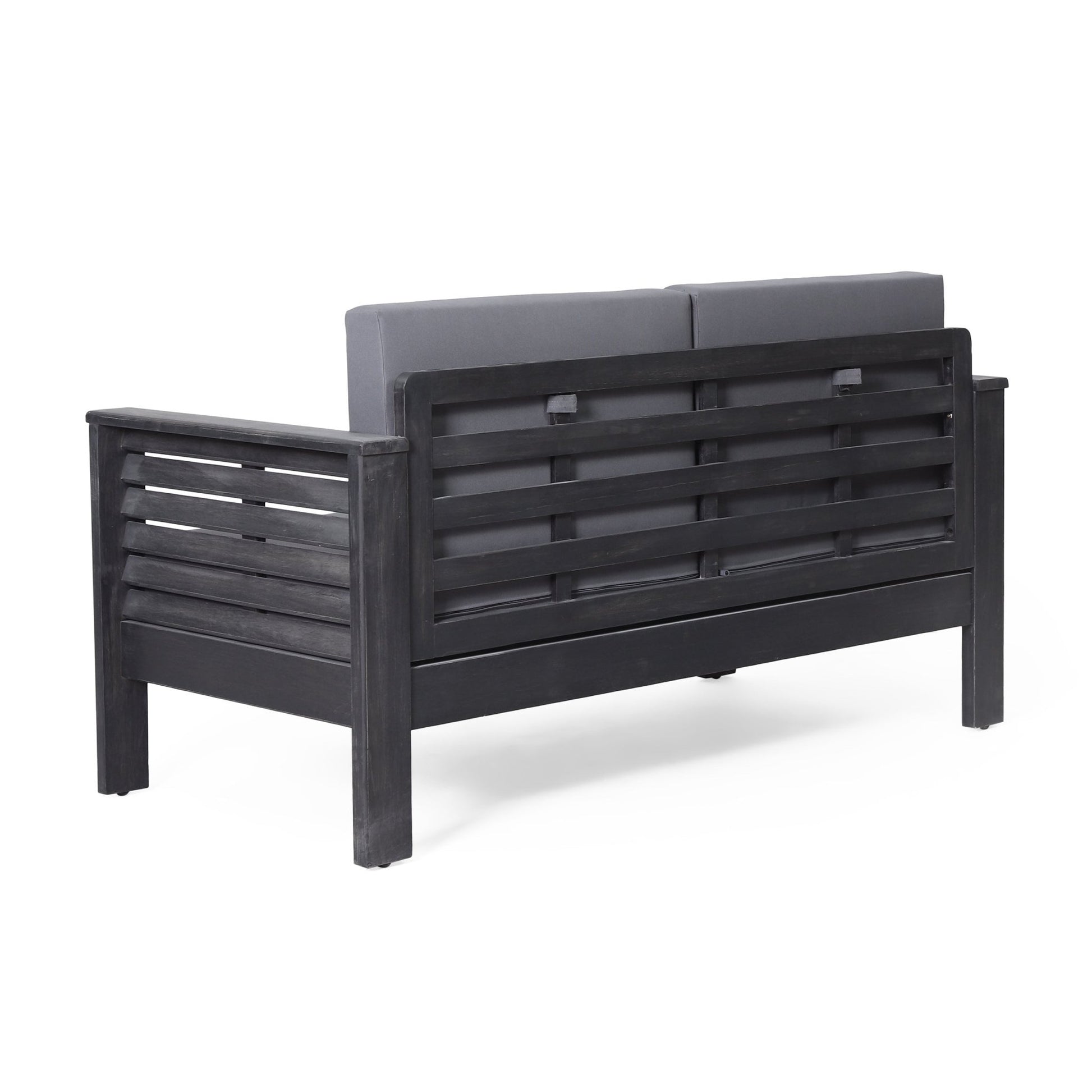 Acacia Wood Outdoor Loveseat & Coffee Table Set with Cushions - 1st Choice Furniture Direct