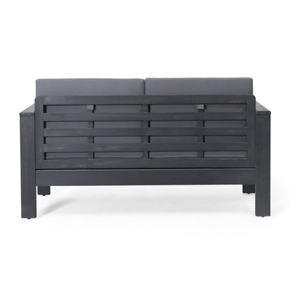 Acacia Wood Outdoor Loveseat & Coffee Table Set with Cushions - 1st Choice Furniture Direct