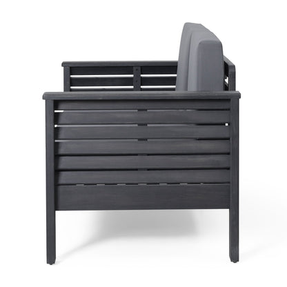 Acacia Wood Outdoor Loveseat & Coffee Table Set with Cushions - 1st Choice Furniture Direct