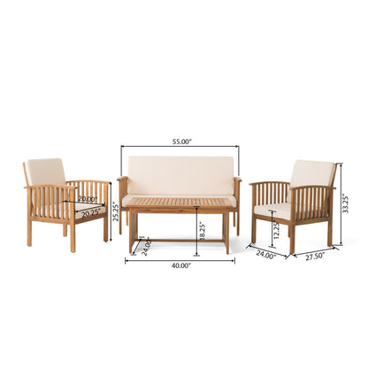 Acacia Wood Outdoor Patio Set – Loveseat, Chairs & Coffee Table - 1st Choice Furniture Direct