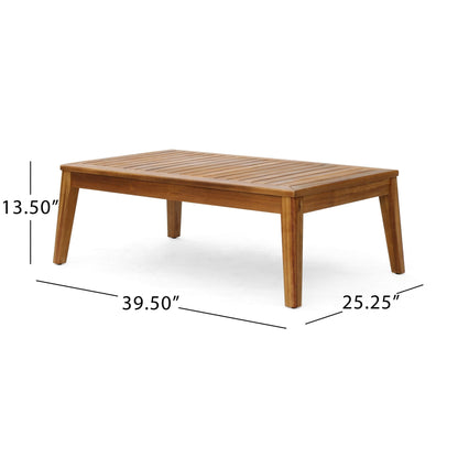 Acacia Wood Outdoor Sectional Sofa Set with Ottoman & Coffee Table - 1st Choice Furniture Direct