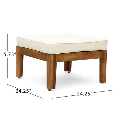 Acacia Wood Outdoor Sectional Sofa Set with Ottoman & Coffee Table - 1st Choice Furniture Direct