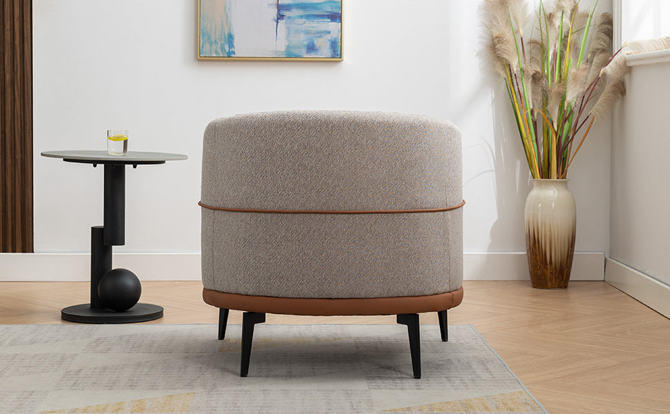 1st Choice Modern Two-tone Upholstered Round Armchair in Burnt Orange