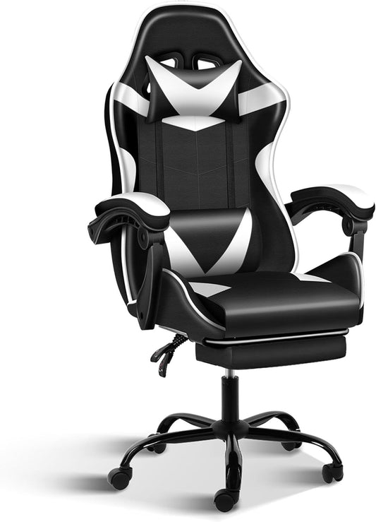 Gaming Chair with Footrest, Big and Tall Gamer Chair, Racing Style Adjustable Swivel Office Chair, Ergonomic Video Game Chairs with Headrest and Lumbar Support