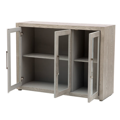 1st Choice Wood Storage Cabinet with Three Tempered Glass Doors in Gray