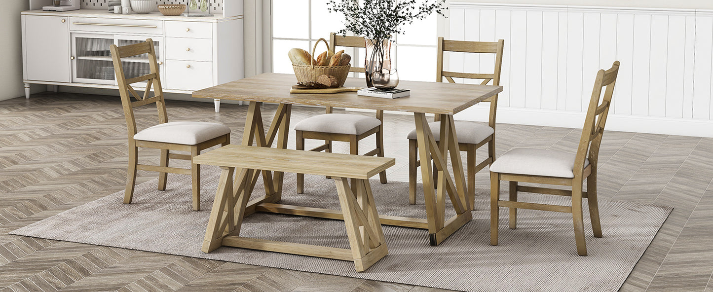 1st Choice Farmhouse dining table set with 4 Upholstered Dining Chairs