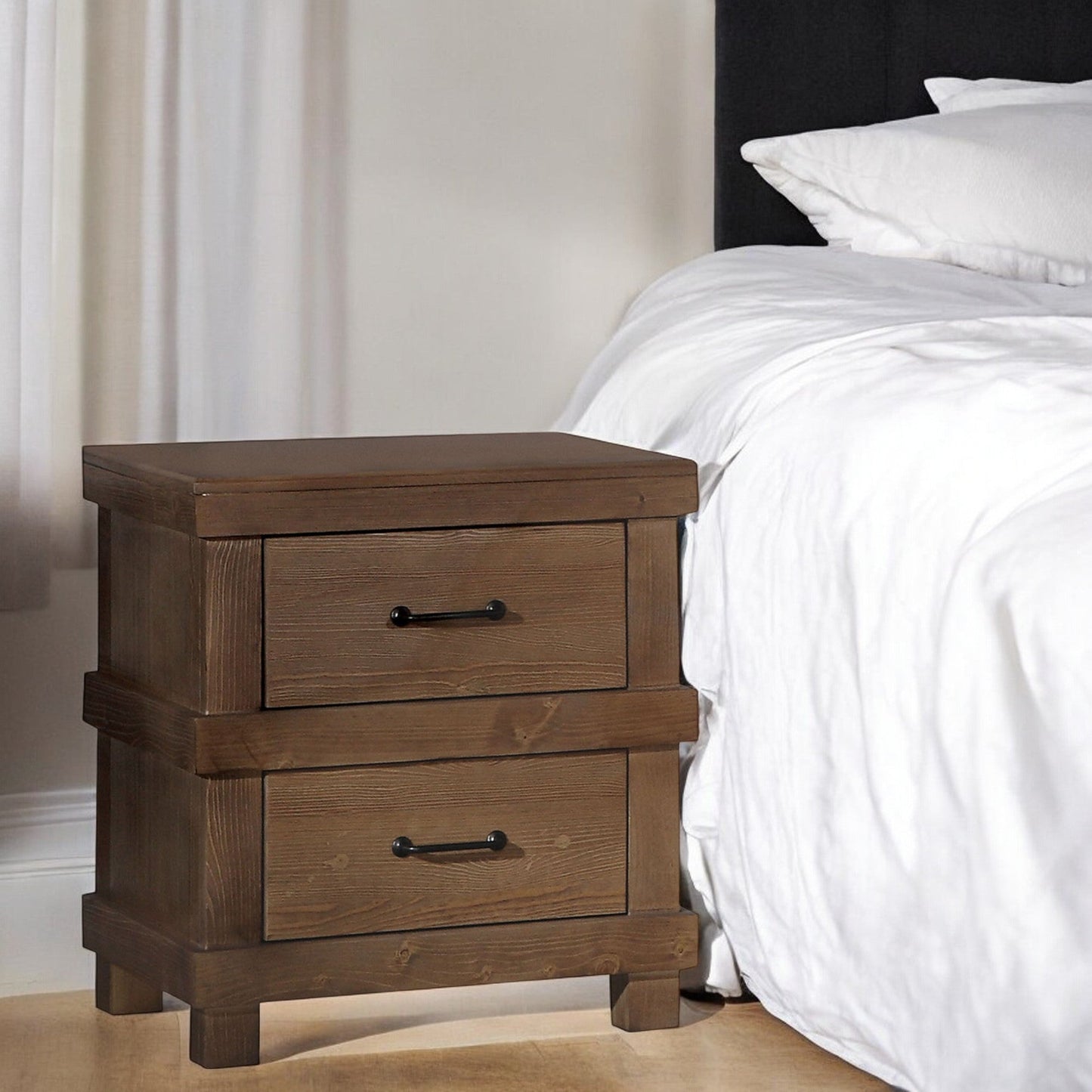 Adams Antique Oak Finish Nightstand - 1st Choice Furniture Direct