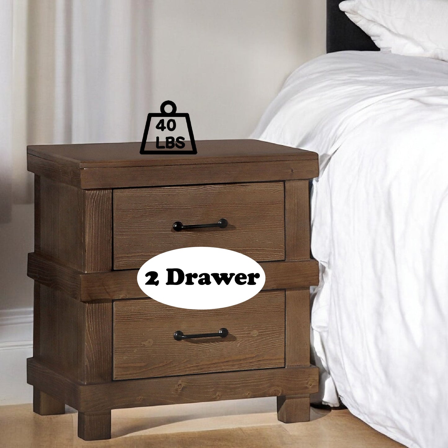 Adams Antique Oak Finish Nightstand - 1st Choice Furniture Direct