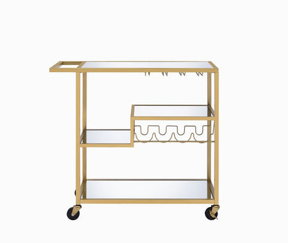 Adamsen Mirrored & Champagne Finish Serving Cart - 1st Choice Furniture Direct